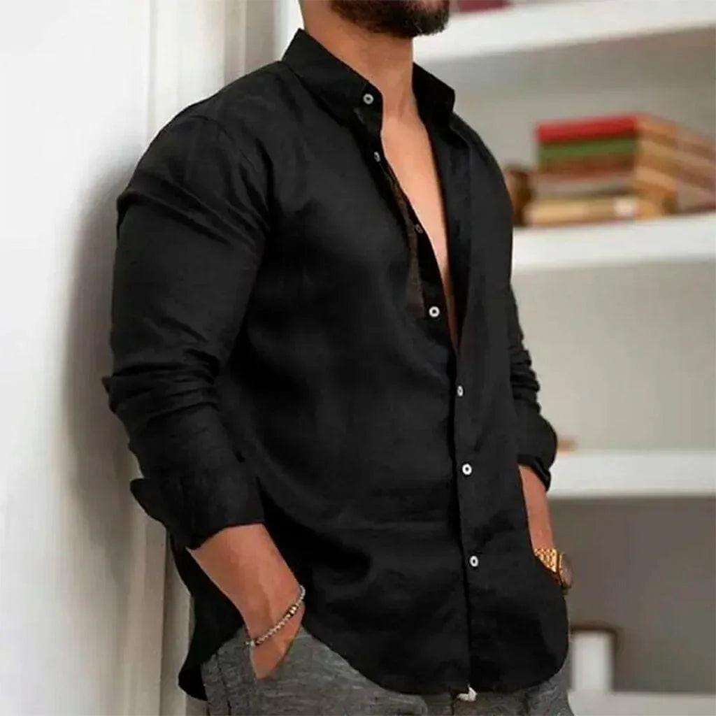 Camisa de Linho Masculina Marenzzo – Estilo Elegante e Conforto Atemporal