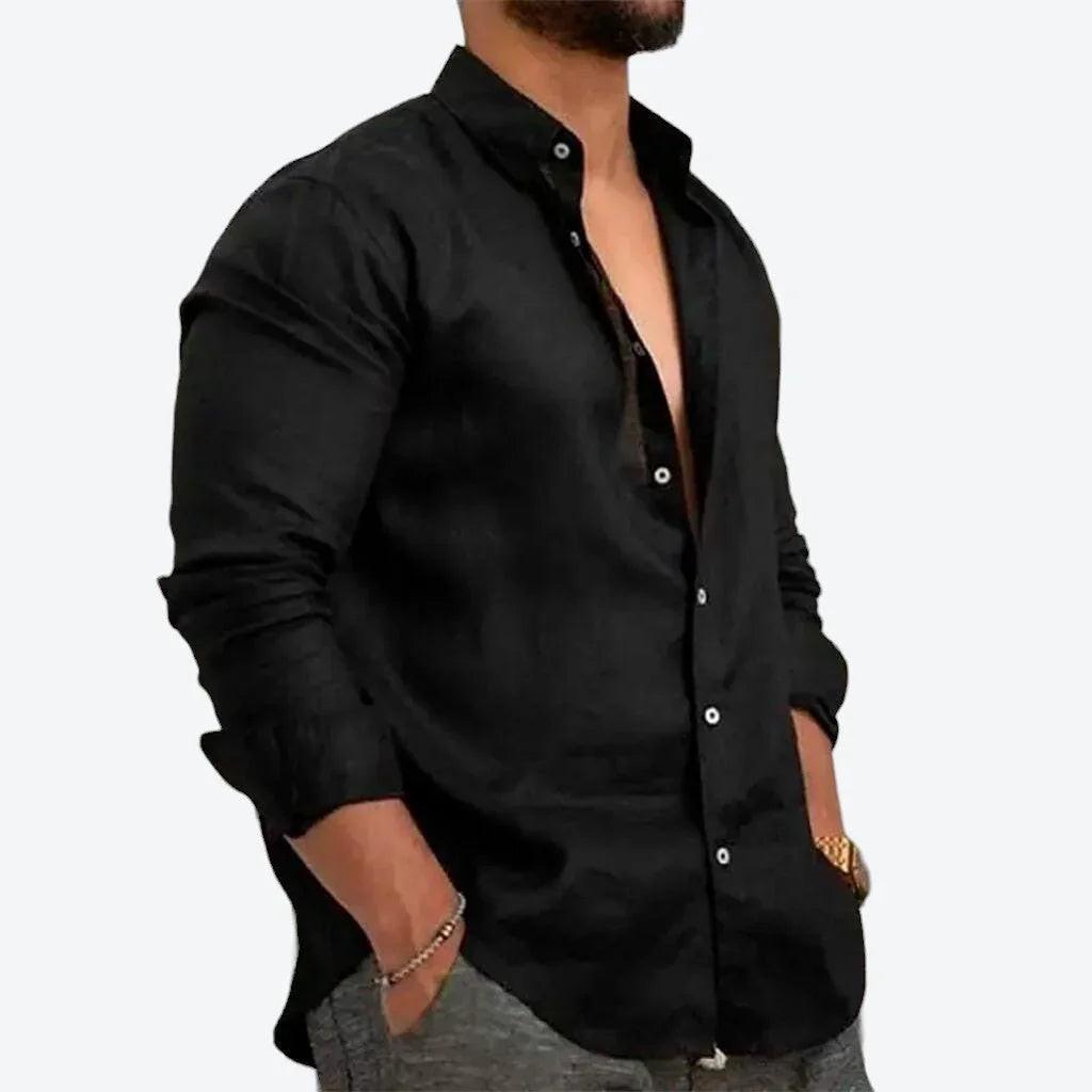 Camisa de Linho Masculina Marenzzo – Estilo Elegante e Conforto Atemporal