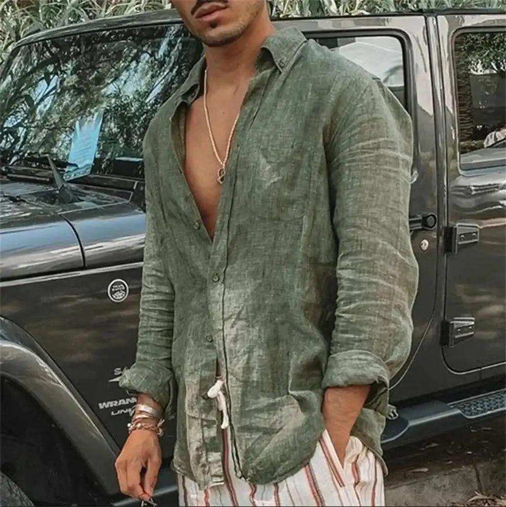 Camisa de Linho Masculina Marenzzo – Estilo, Conforto e Elegância