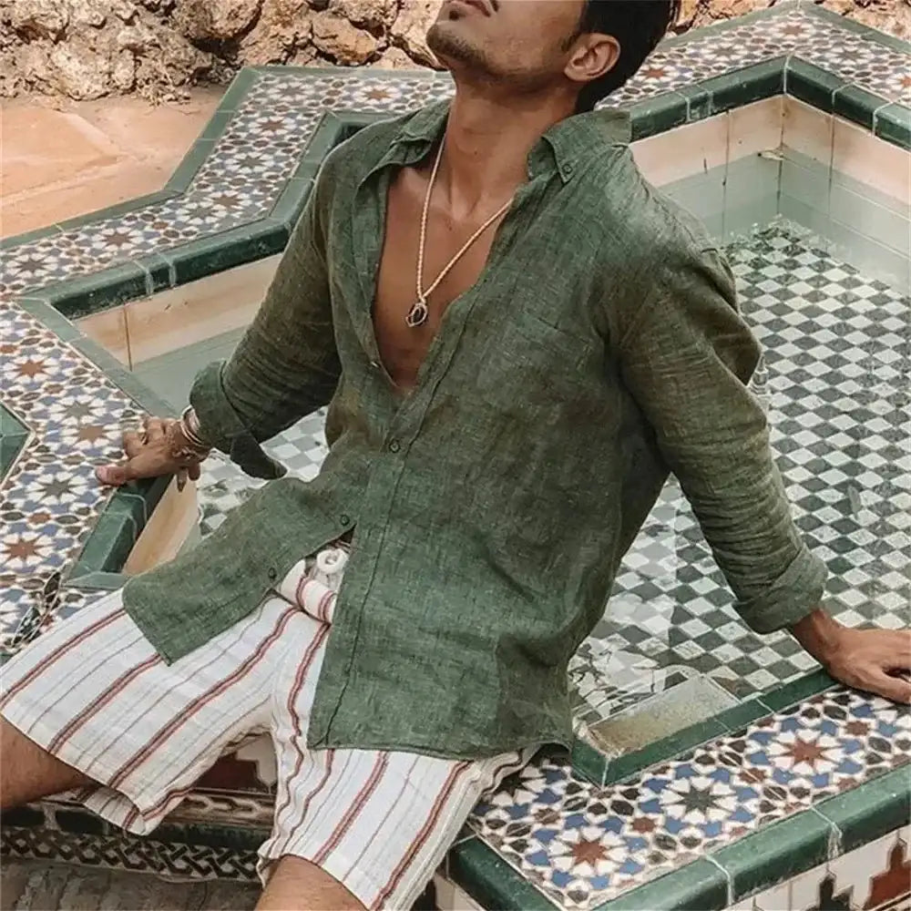 Camisa de Linho Masculina Marenzzo – Estilo, Conforto e Elegância