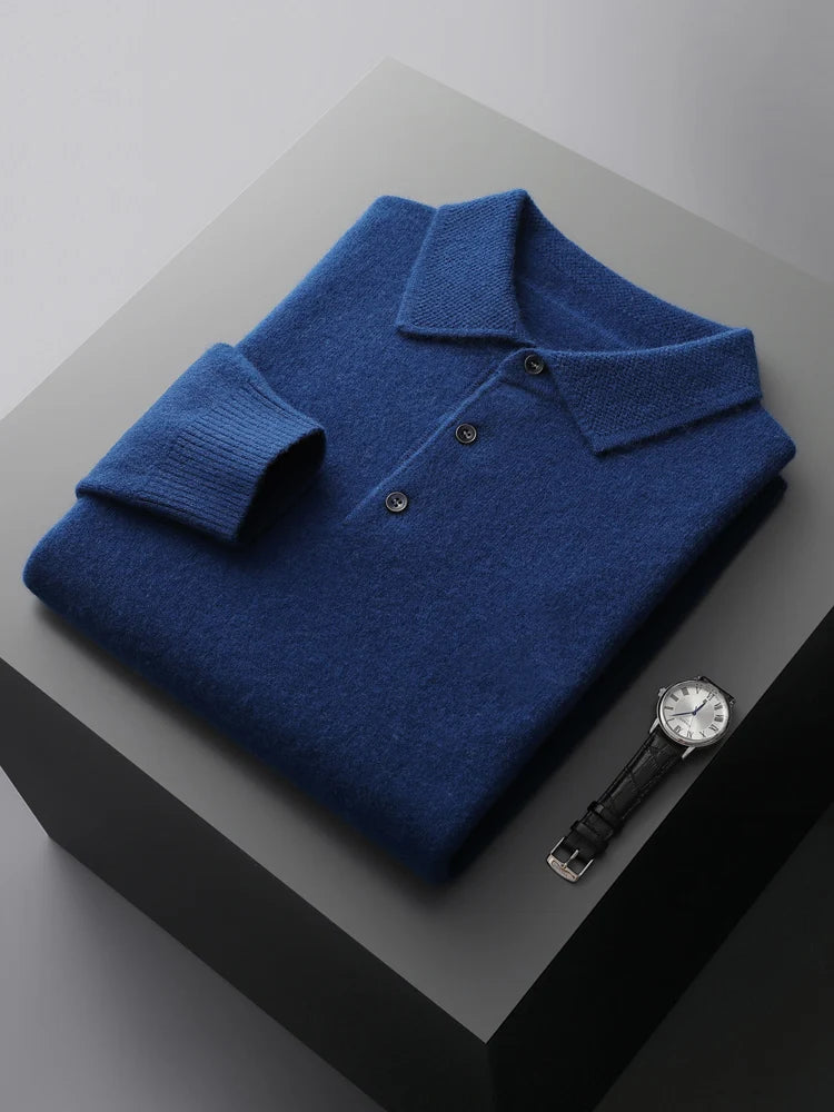 Suéter Masculino em Lã Pura com Gola Polo – Marenzzo