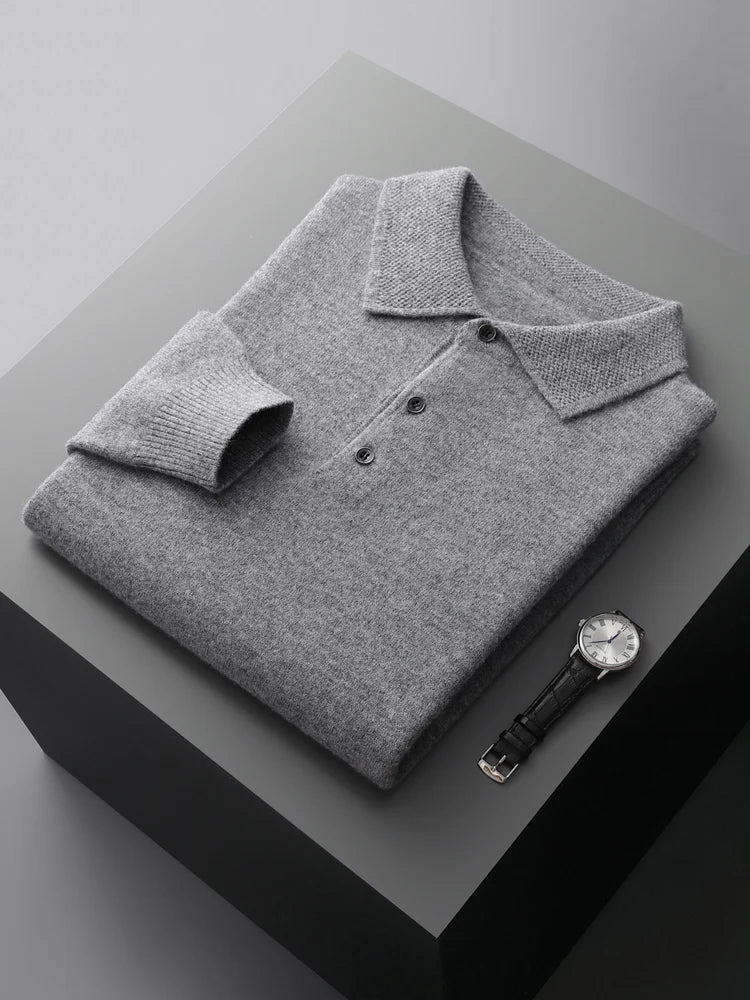 Suéter Masculino em Lã Pura com Gola Polo – Marenzzo