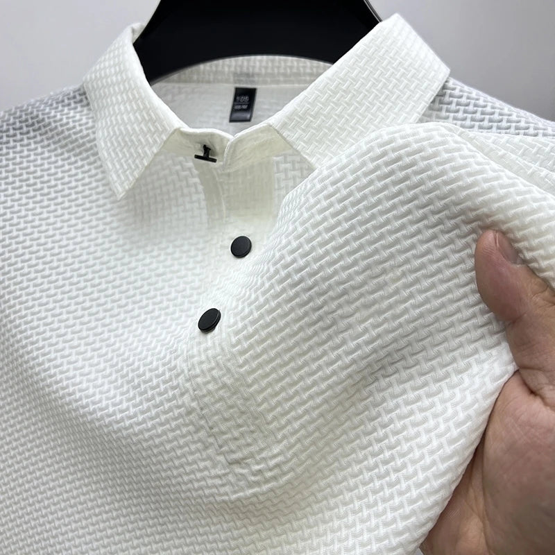 Polo Masculina Marenzzo em Malha de Seda Oca Slim