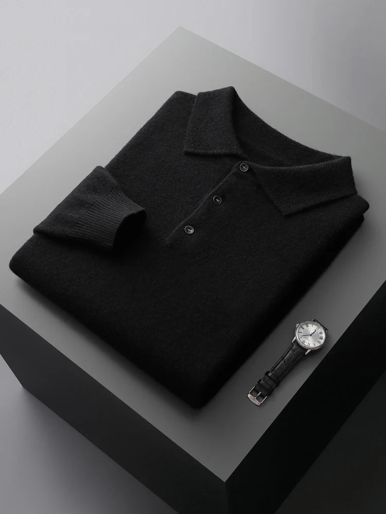 Suéter Masculino em Lã Pura com Gola Polo – Marenzzo