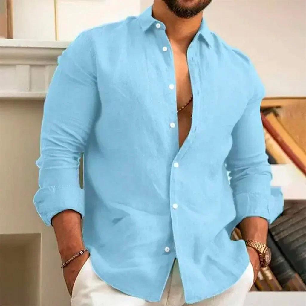 Camisa de Linho Masculina Marenzzo – Estilo Elegante e Conforto Atemporal