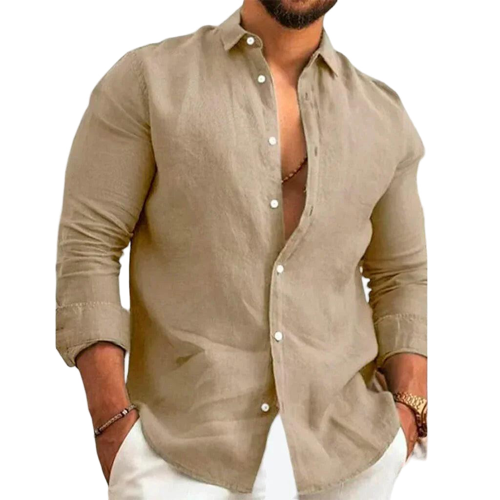 Camisa de Linho Masculina Marenzzo – Estilo Elegante e Conforto Atemporal