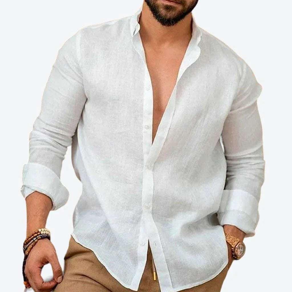 Camisa de Linho Masculina Marenzzo – Estilo Elegante e Conforto Atemporal