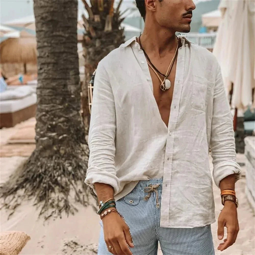 Camisa de Linho Masculina Marenzzo – Estilo, Conforto e Elegância