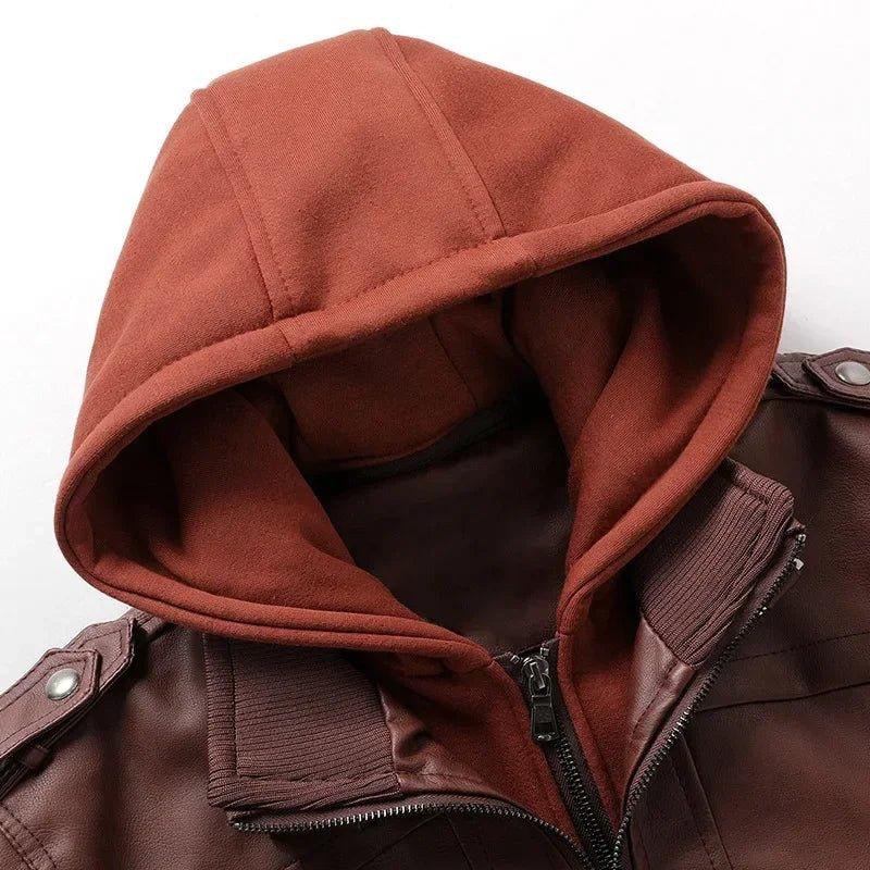 Jaqueta Masculina Marenzzo com Capuz em Couro Sintético