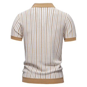 Polo Masculina Listrada em Malha Respirável Marenzzo