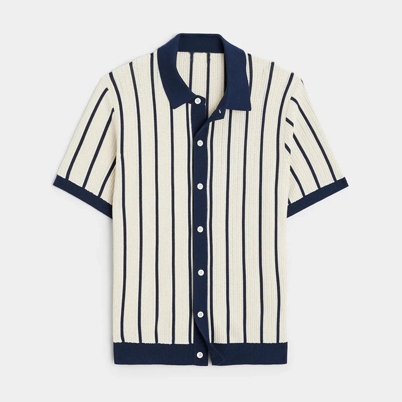Polo Masculina Listrada em Viscose Marenzzo