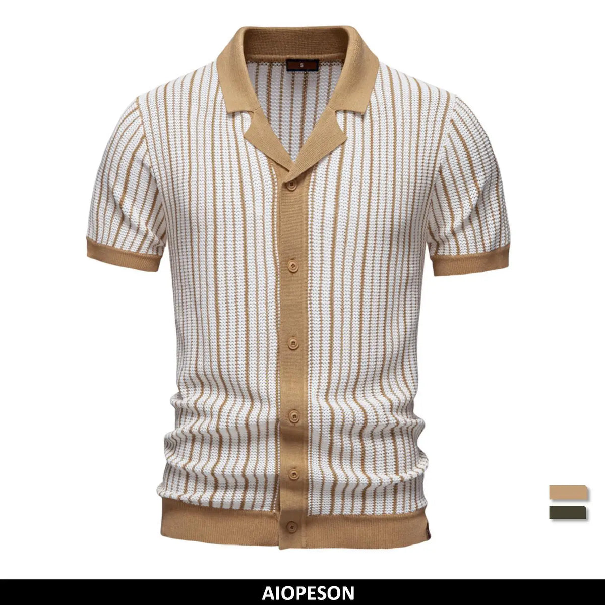 Polo Masculina Listrada em Malha Respirável Marenzzo