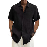Camisa Masculino Algodão e Linho Manga Curta