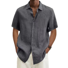 Camisa Masculino Algodão e Linho Manga Curta