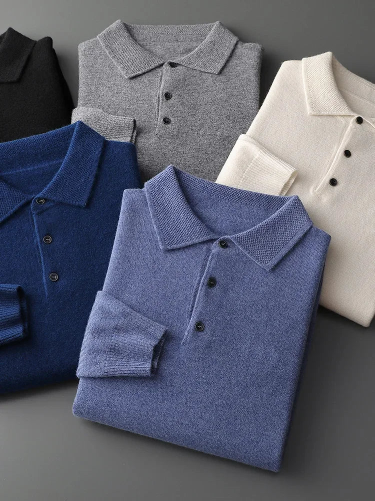 Suéter Masculino em Lã Pura com Gola Polo – Marenzzo