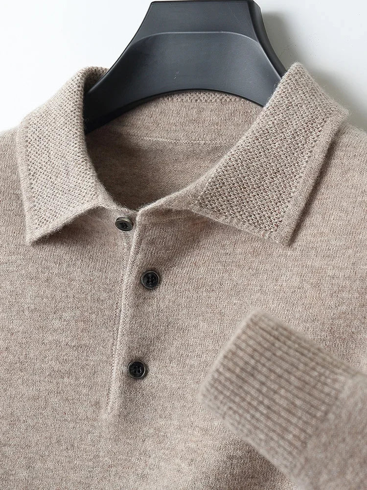 Suéter Masculino em Lã Pura com Gola Polo – Marenzzo
