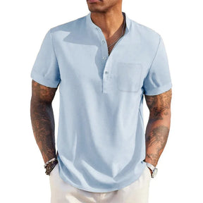 Camisa Masculina de Linho Leve Manga Curta
