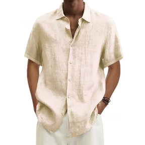 Camisa Masculino Algodão e Linho Manga Curta