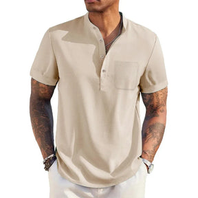 Camisa Masculina de Linho Leve Manga Curta