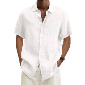 Camisa Masculino Algodão e Linho Manga Curta