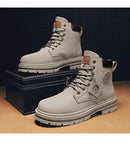 Bota Masculina Impermeável High em Couro para Outono Inverno