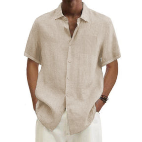 Camisa Masculino Algodão e Linho Manga Curta
