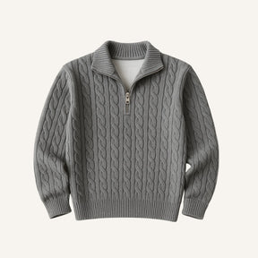 Suéter Masculino de Tricô Gola Alta Meio Zíper Fontaine
